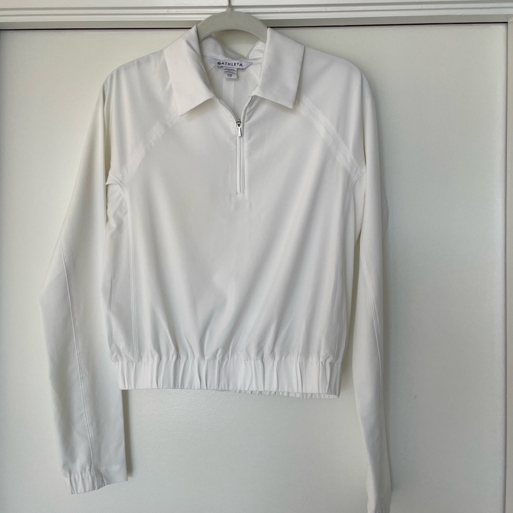 athleta white half zip jacket xxs